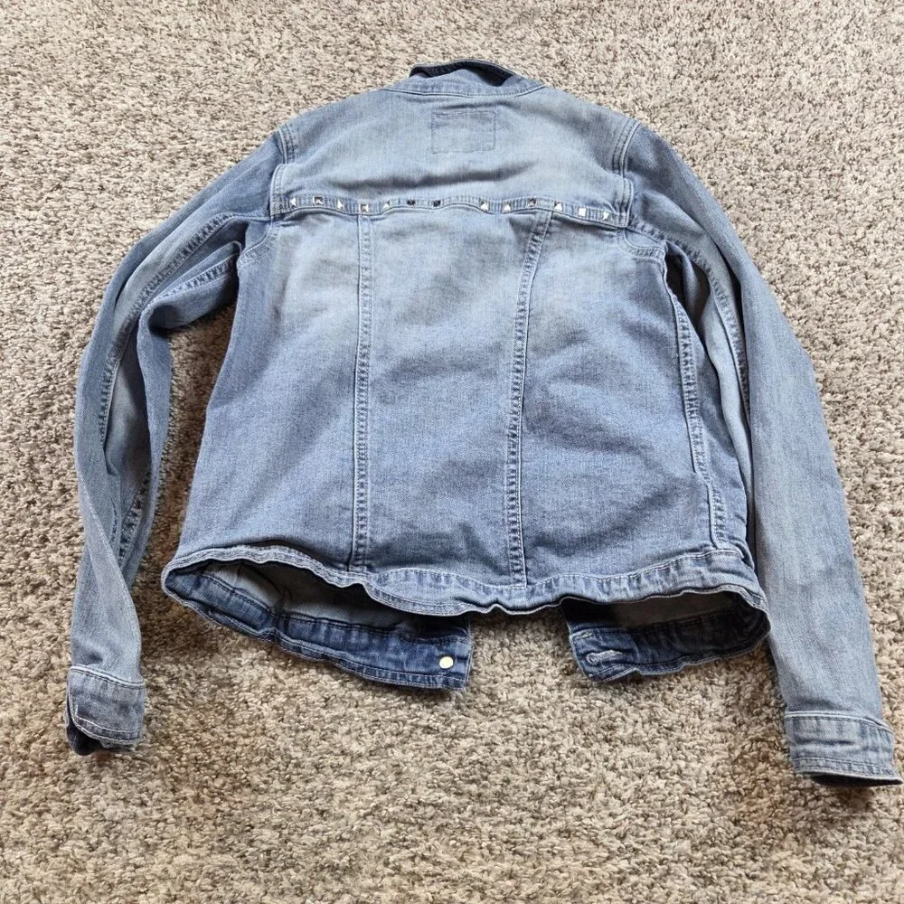 Levis Denim Jacket Girls XL Biker Trucker Collared Embellished Button Up